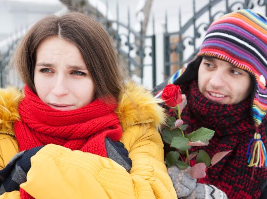 conflict in a young couple in winter